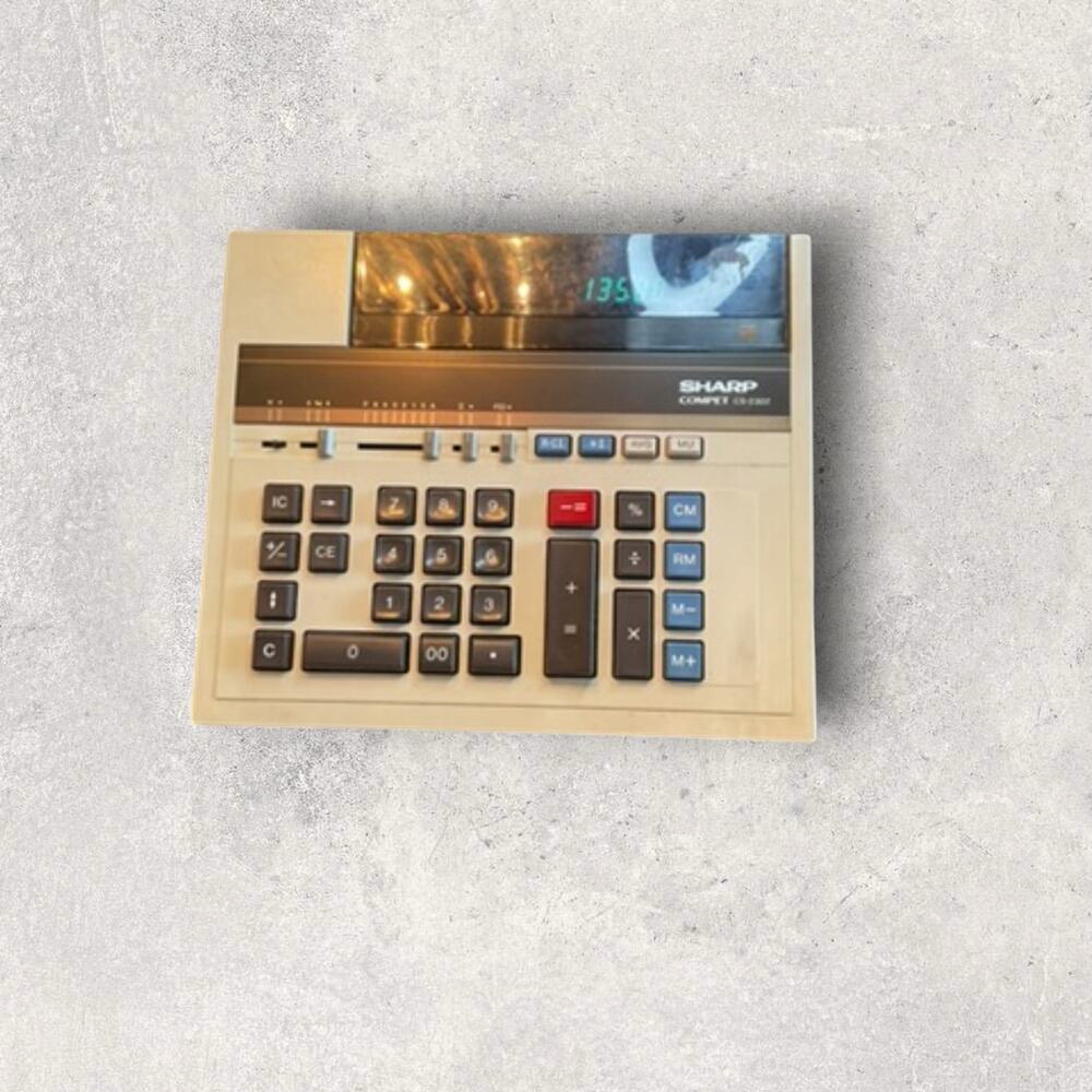 Vintage Sharp Compet Desktop Electronic Calculator Tested Working Beige